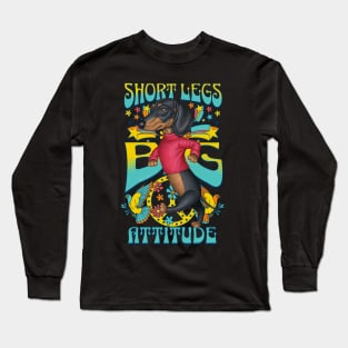 Doxie Dog walking with Short Legs Big Attitude Dachshund tee Long Sleeve T-Shirt